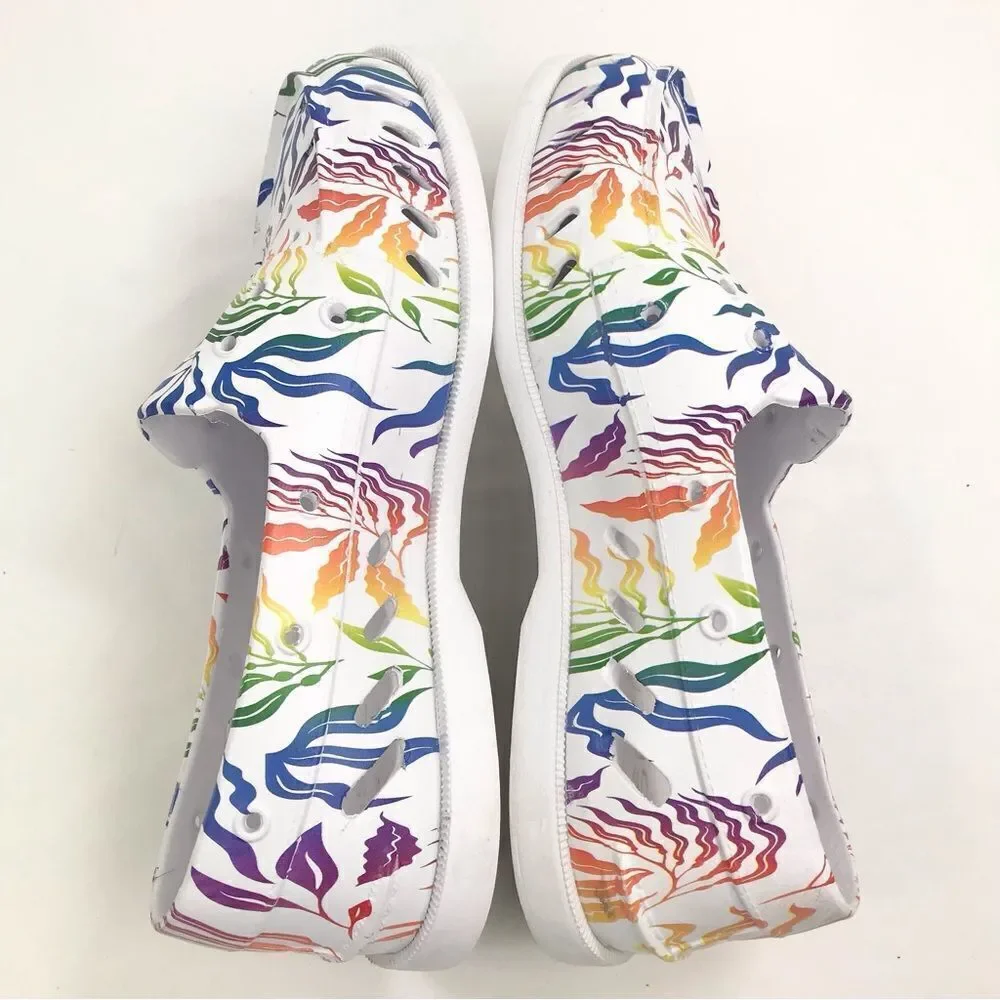 Sperry TopSider White Multicolor Tropical Rainbow Pride Unisex Floater Loafers